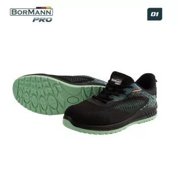   BORMANN Pro Pantof de protecție sportiv O1, NEGRU-ALBASTRU, FLYKNIT/mesh, GRANADA Mărimea 44 (BPP8268)