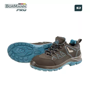   BORMANN Pro Pantof de siguranță S3, negru cu albastru, piele nubuck, model Madrid, Mărimea 44 (BPP8275)