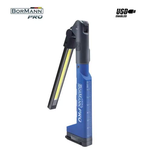 BORMANN Pro LAMPĂ DE LUCRU CU ACUMULATOR 200Lm, 2 FUNCȚII, CU BAZĂ MAGNETICĂ RABATABILĂ, 270° ROTATIVĂ (BPR6024)