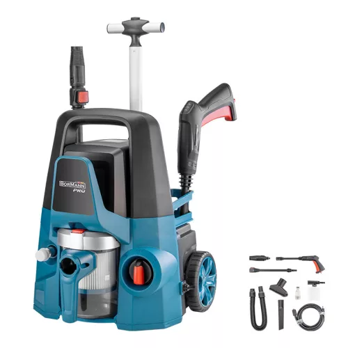 BORMANN Pro Mașină combinată 2-în-1: spălare cu presiune (1600W, 130 bar, 480L/h) și aspirator (800W, 16kPa, 1,4 m³/min) (BPW3130)