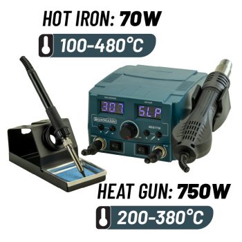   BORMANN pistol de aer cald + stație de lipit 750 W, reglare temperatură 100°C-480°C (BSG1750)