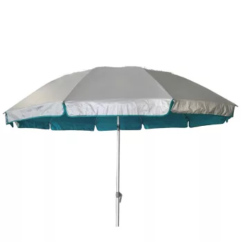   BORMANN Umbrelă de plajă D:200xH200cm, cadru metalic 180cm, material 170T, acoperire argintie UV50+ (BSP1037)