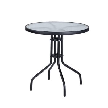   BORMANN masă rotundă grădină, cadru metalic și blat sticlă, Φ60x72cm (BSP1145)