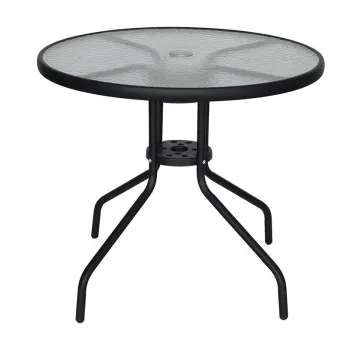   BORMANN Masă exterior rotundă, cadru metalic cu blat din sticlă, Φ80x72cm (BSP1162)