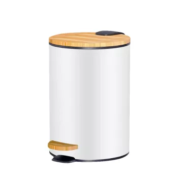   BORMANN coș de gunoi pedală 5L cu capac subțire bambus, alb-negru, închidere moale, Φ20,5x26,8cm (BTW9036)