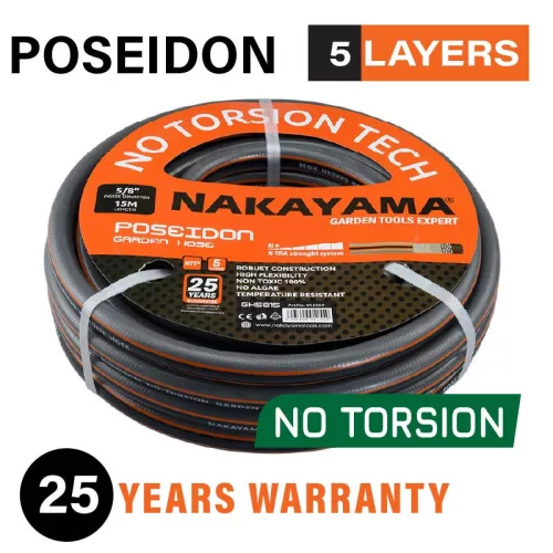 NAKAYAMA PRO furtun de grădină POSEIDON, 5 straturi, 5/8"x15m (GH5815)