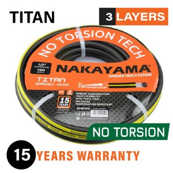   NAKAYAMA furtun de grădină "TITAN" 3 straturi 1/2" x 15m (GH6100)