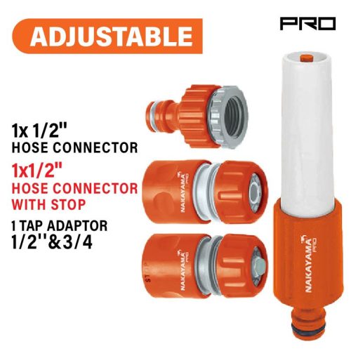 NAKAYAMA PRO set conectori furtun 1/2" (conector furtun 1/2", opritor de apă 1/2", adaptoare 1/2" și 3/4") (GH9218)