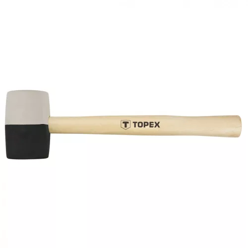 TOPEX Ciocan de cauciuc 58mm/450g, negru/alb, mâner din lemn (02A354)