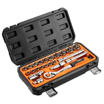   NEO Set de chei 23 bucăți, 1/2", raclaj cu 90 de dinți! (08-694)