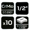 NEO Set chei tubulare pentru scule electrice 1/2" 10 buc lungi 10-24mm CR-MO (12-107)