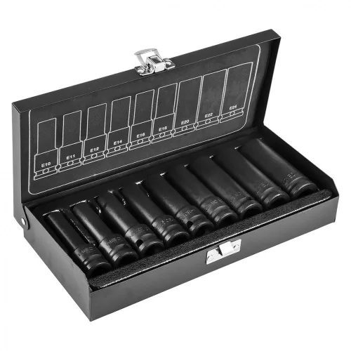 NEO Set chei tubulare pentru scule electrice 1/2" 9 buc lungi TORxE10-24 CR-MO (12-110)