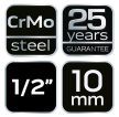 Cheie mecanică cu tub NEO 1/2", 10mm, Cr-Mo (12-210)