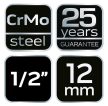 Cheie mecanică cu tub NEO 1/2", 12mm, Cr-Mo (12-212)