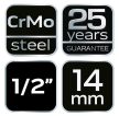 Cheie mecanică cu tub NEO 1/2", 14mm, Cr-Mo (12-214)