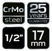 Cheie mecanică cu tub NEO 1/2", 17mm, Cr-Mo (12-217)