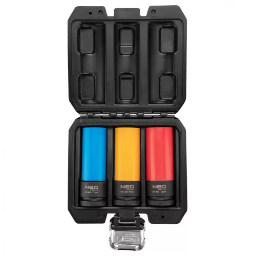 NEO Set chei tubulare pentru jante aliaj, perete subțire, 1/2", 3 buc (17mm, 19mm, 21mm), Cr-Mo (12-350)