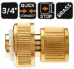 NEO Conector rapid pentru furtun 3/4", cu oprire a apei, din cupru (15-733)