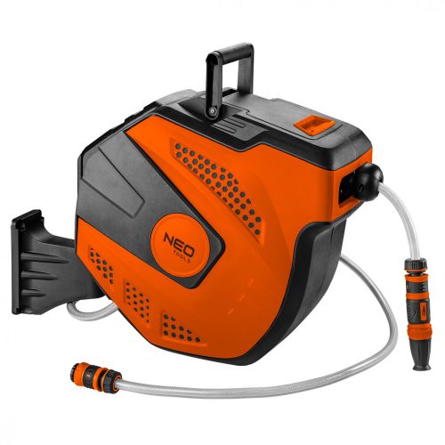 NEO Dispozitiv automat de răsucire furtun de apă, 20 m furtun de irigare + 2 m furtun de conectare, 10 bar, carcasă PP, furtun PVC, montabil pe perete (15-891)