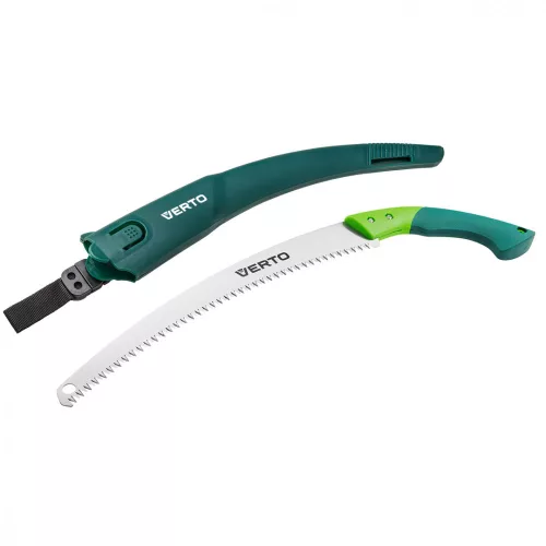 VERTO Ferăstrău pentru crengi, lamă 350mm, 7 TPI, cu husă de protecție pentru brâu (15G101)