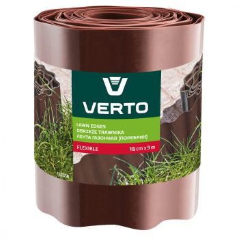   VERTO Bordură pentru paturi de flori 15 cm, 9m, maro (15G514)