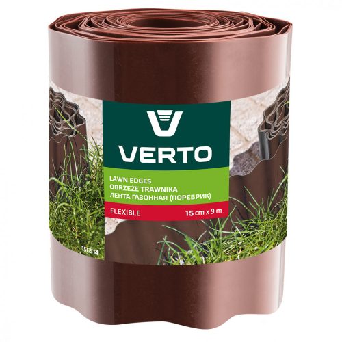 VERTO Bordură pentru paturi de flori 15 cm, 9m, maro (15G514)