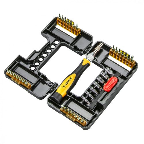 TOPEX Set de biți cu prindere ratchet, 37 piese (39D343)