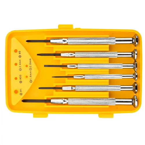 TOPEX Set de șurubelnițe de precizie pentru instrumentari CRV, 6 piese, plată: 1,4, 2,0, 2,4mm, cruciforme: PH00, PH0, PH2 (39D559)