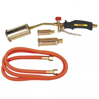   TOPEX Torță de Lipit, Perzător, Arzător cu Gaz Kit, 3 Capete Arzătoare: 25, 35, 50mm, Țeavă: 1,5m (44E115)