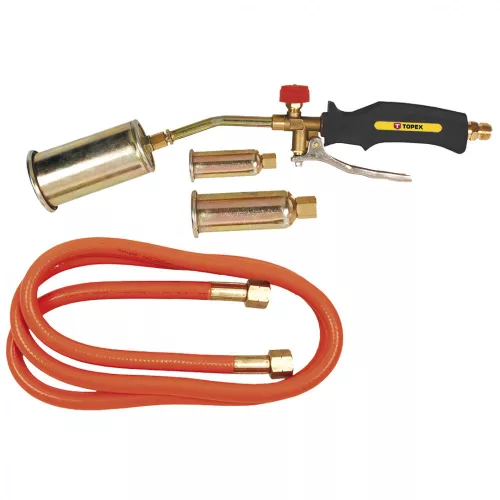 TOPEX Torță de Lipit, Perzător, Arzător cu Gaz Kit, 3 Capete Arzătoare: 25, 35, 50mm, Țeavă: 1,5m (44E115)