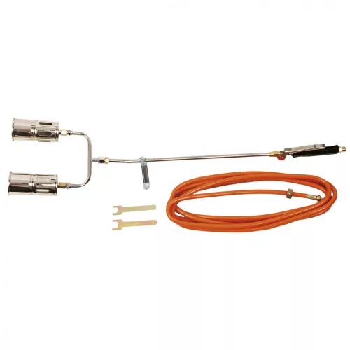 TOPEX Torță de Lipit cu Gaz, Perzător, Arzător Kit DUBLU, 2*60mm (110kW) Capete Arzător, Șaft: 50cm, Țeavă: 5m (44E121)