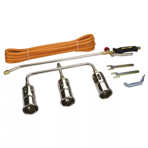 TOPEX Torță de Lipit, Perzător, Arzător cu Gaz Kit, CAPUL TRIPLU, Șaft: 50cm, Țeavă: 5m (44E123)