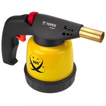   TOPEX Torță de Lipit cu Gaz, Perzător, Arzător cu Rezervor de 190g, PIEZO, 360° (44E143)
