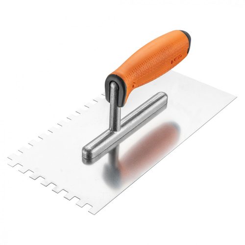 NEO Spatulă din Oțel, Zigrinată, Inoxidabilă, 270x128mm, 8x8x8mm, Mâner Dublu Component (50-168)