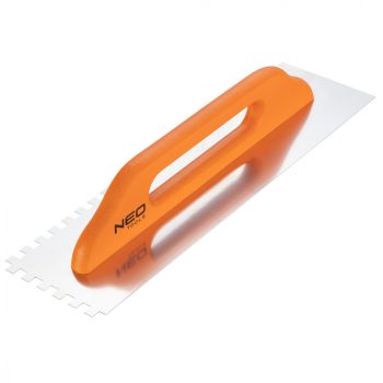   NEO Spatulă din Oțel, Zigrinată, Inoxidabilă, 480x128mm, 10x10x10mm, Mâner din Lemn (50-183)