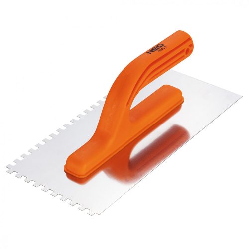NEO Spatulă din Oțel, Zigrinată, Inoxidabilă, 270x125mm, 6x6x6mm, Mâner din Plastic (50-204)