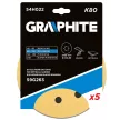 GRAPHITE Hârtie de Șlefuit cu Velcro, 180mm, K80, 5 bucăți, 8 găuri, pentru șlefuitor 59G263 (54H022)