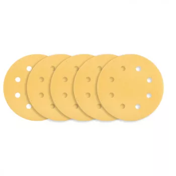   GRAPHITE Hârtie de Șlefuit cu Velcro, 180mm, K120, 5 bucăți, 8 găuri, pentru șlefuitor 59G263 (54H023)