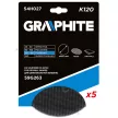 GRAPHITE Plasă de Șlefuit pentru Gips, 180mm, K120, 5 bucăți, cu Velcro pentru șlefuitor 59G263 (54H027)