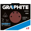 GRAPHITE Hârtie de Șlefuit cu Velcro, K80, Triunghiulară cu 12 găuri, 5 bucăți pentru șlefuitor 59G264 (54H032)