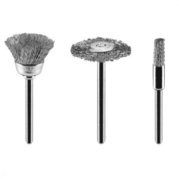   GRAPHITE Perie cu coadă, sârmă de oțel: perie de finisaj, perie rotundă, perie pentru roată, set 3buc (55H066)
