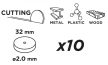 GRAPHITE Disc de tăiere, Corund/siliciu-carbid, dublu rețea 32x3.2mm, 10buc (55H072)