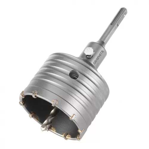 GRAPHITE Coroană de găurit, tăietor circular, 80 mm, cu shaft SDS PLUS și burghiu central (55H322)