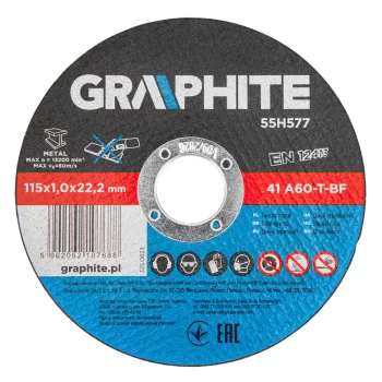   GRAPHITE Disc de tăiere pentru metal, 115x1x22.2mm, 41 A60-T-BF, 10buc (55H577)