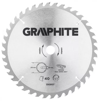   GRAPHITE Fierăstrău circular, din carbura de tungsten, 315x30mm, 40 de dinți (55H607)