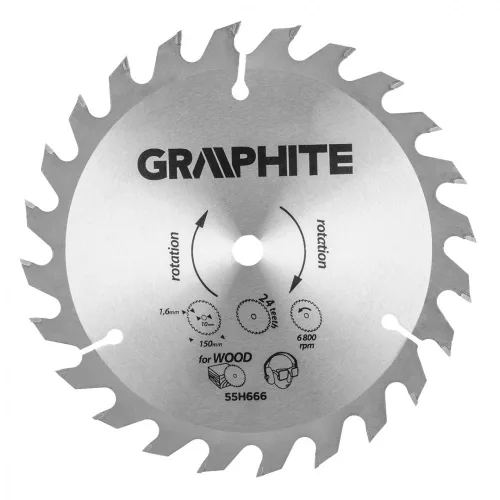 GRAPHITE Pânză de fierăstrău circular 150X10, 1,6mm, Z24, pentru 58G008, Energy+ (55H666)