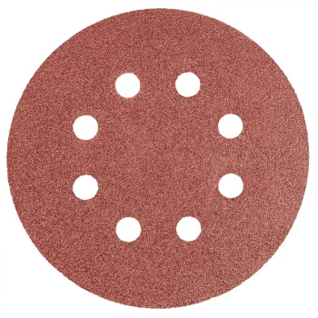   GRAPHITE Hârtie de Șlefuit cu Sistem Velcro, 125mm, K80, 5 bucăți, cu 8 găuri (55H941)