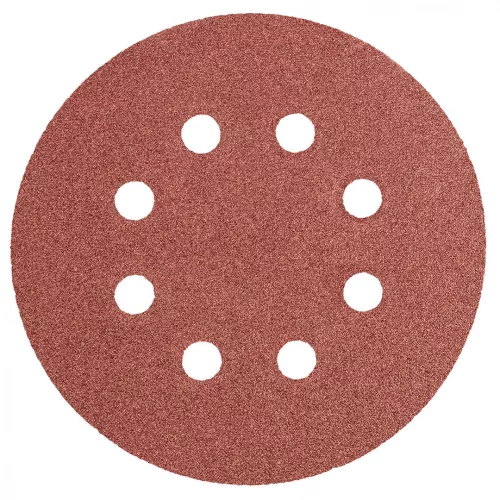 GRAPHITE Hârtie de Șlefuit cu Sistem Velcro, 125mm, K100, 5 bucăți, cu 8 găuri (55H942)