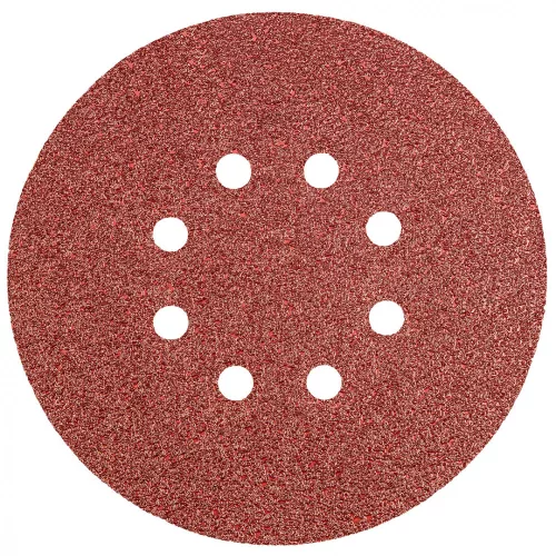 GRAPHITE Hârtie de Șlefuit cu Sistem Velcro, 150mm, K40, 5 bucăți, cu 8 găuri (55H945)