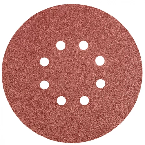 GRAPHITE Hârtie de Șlefuit cu Sistem Velcro, 150mm, K80, 5 bucăți, cu 8 găuri (55H947)